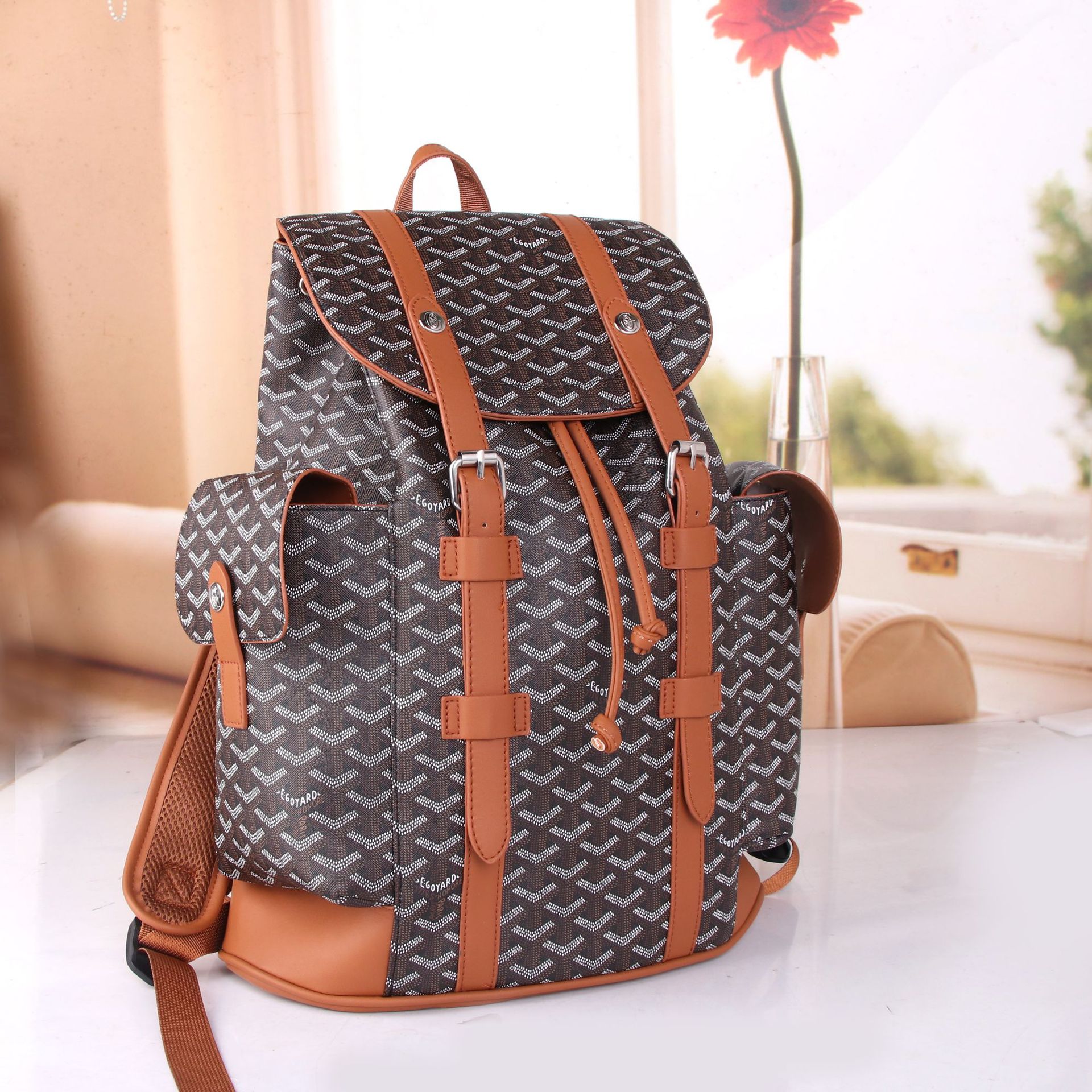 Trendy and Stylish New Foreign Trade Dog Tooth Backpack, Versatile Fashion Letter Travel Backpack, Casual Large Capacity Travel Bag Foto QC de 1688 na Qualit.ly