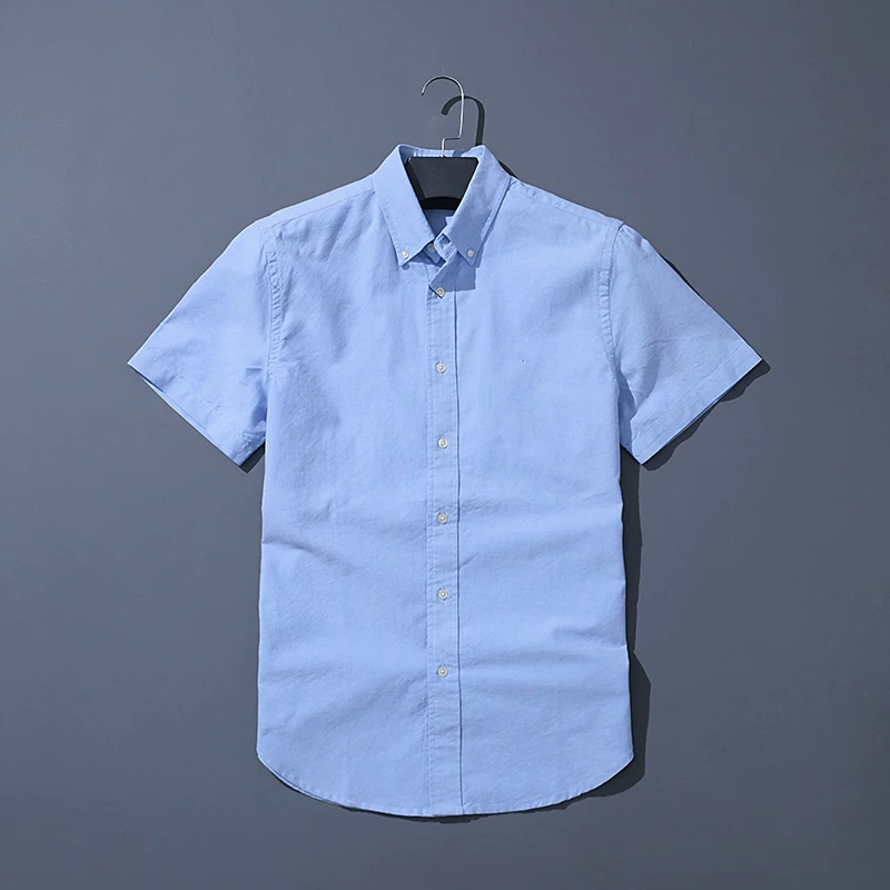 Men's Classic Fashionable Business Casual Oxford Cotton Solid Color Short-Sleeved Shirt