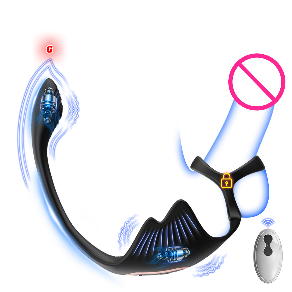 Cross-Border Hot-Selling Devil Fish Lock Ring Prostate Massager Strong Vibrating Anal Plug Male Masturbation Device Delay Training Device