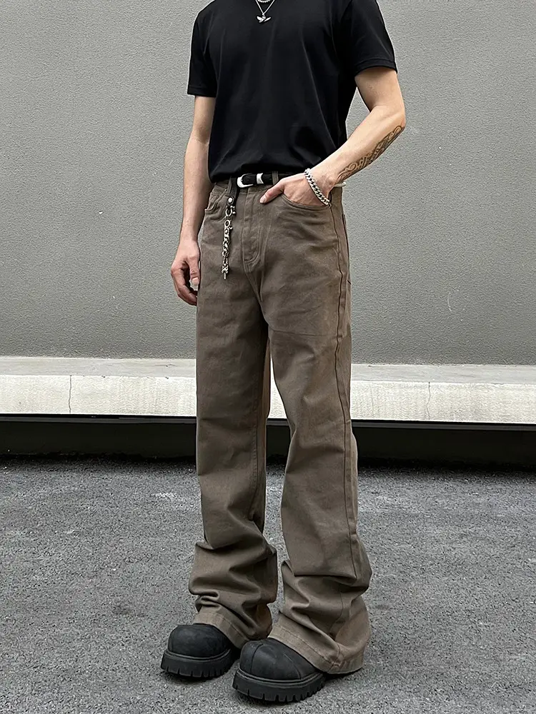 BLAEXIT Paris bootcut brown machete micro jeans men's American vintage thin straight pants