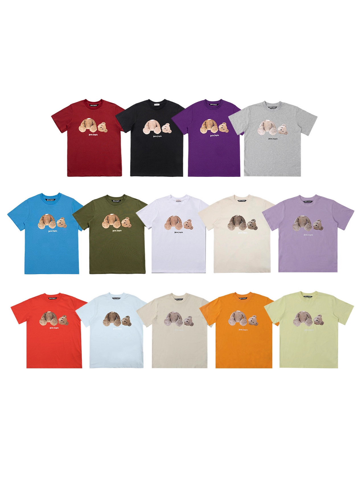 Three Complete Labels, High Version Palm Angels Ready-Made Pure Cotton Printed Short-Sleeved Round Neck T-Shirts for Men and Women