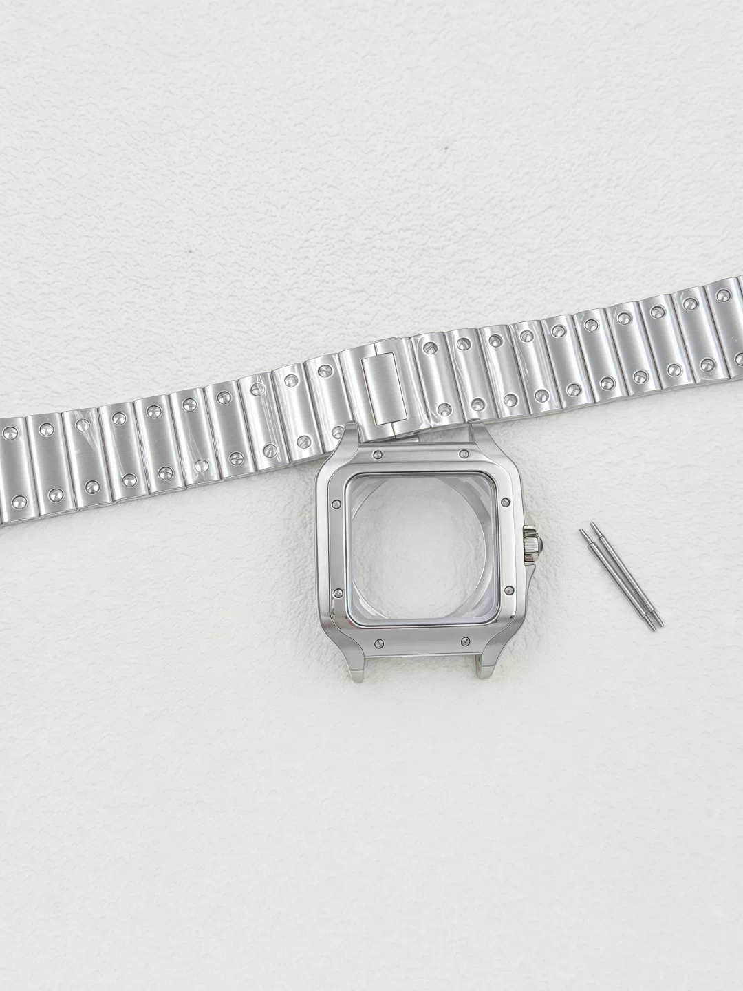 38mm Modified Watch Accessories Santos Watch Case and Strap Set Mechanical Watch Square Watch Case Suitable for Nh35 Movement