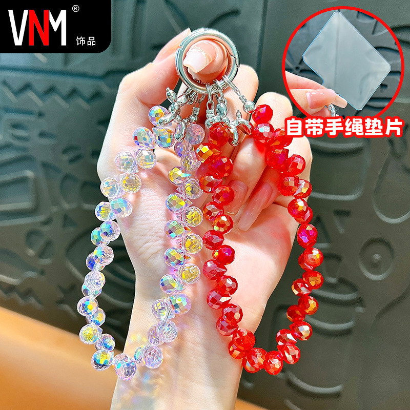 Crystal Beaded Mobile Phone Pendant Wrist Hanging Chain Wristband Bracelet Lanyard Bag Hanging Keychain Headphone Bag Accessories
