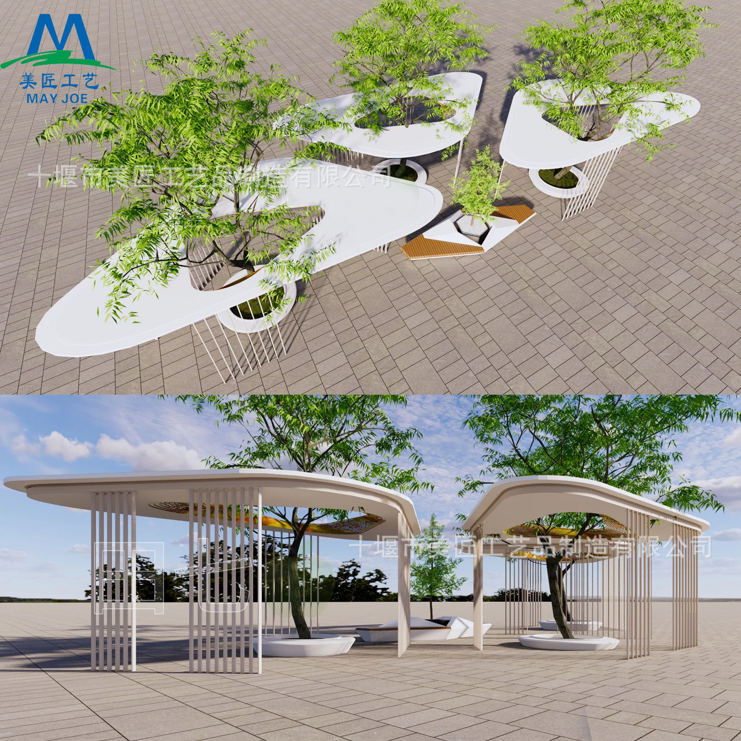 Fiberglass Gazebo Outdoor Landscape Garden Sunshade Pavilion Park Rest Pavilion Creative Cabin Frp Stainless Steel Pergola