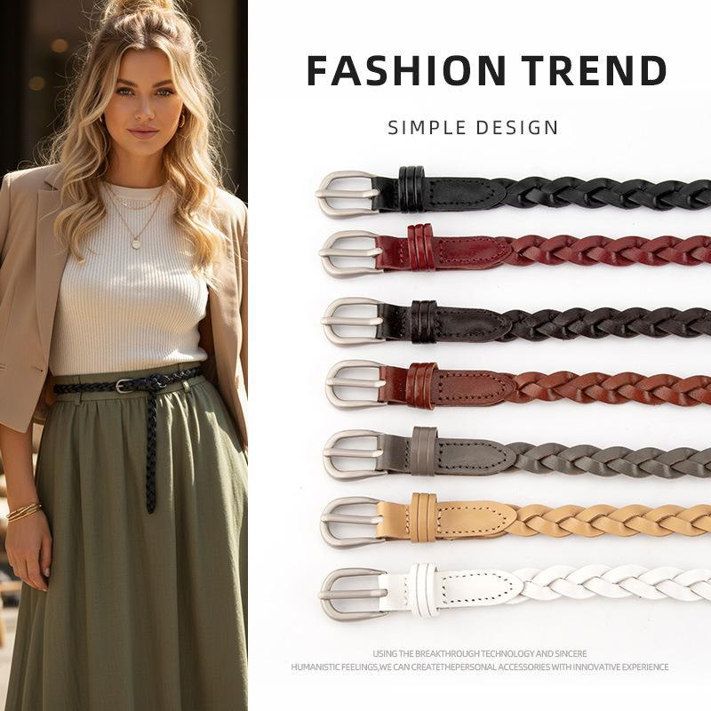 Woven Belt for Women, Simple and Versatile, Available in Multiple Colors, Suitable for Jeans and Dresses, Decorative Pin Buckle Belt, Wholesale in Stock
