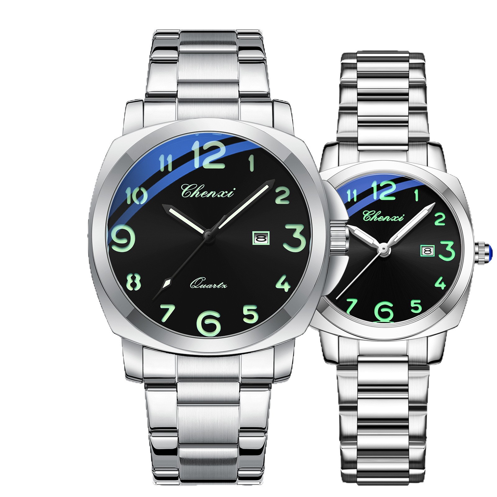 Chenxi Genuine High-End Couple Watches, Fashionable and Trendy Men's and Women's Watches, Cross-Border Hot-Selling Luminous Waterproof Steel Band Wristwatches
