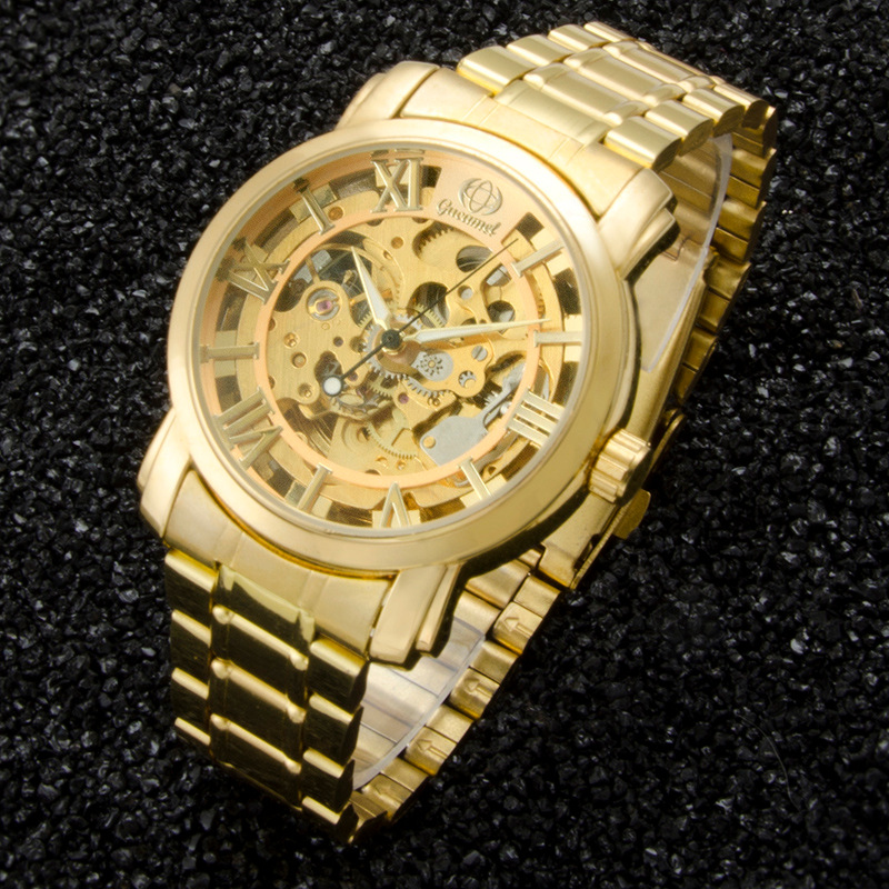 Ancient Camel Men's Mechanical Watch Fashion Business Hollow Automatic Mechanical Watch Men's All Gold Men's Watch