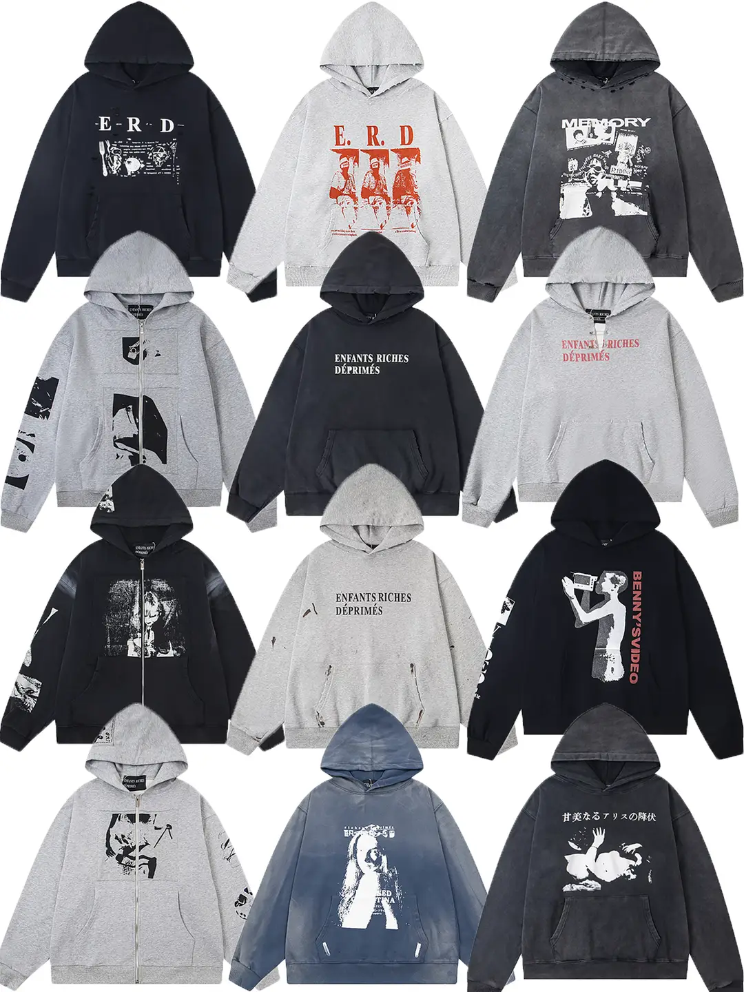 Erd Melancholic Rich Second-Generation American-Style Washed Vintage Distressed Hoodie Autumn Jacket for Men