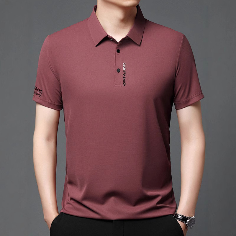 2026 Summer Men's Short-Sleeve Waffle Polo Shirt Casual Versatile Short-Sleeve T-Shirt for Young and Middle-Aged Men, Available for Dropshipping