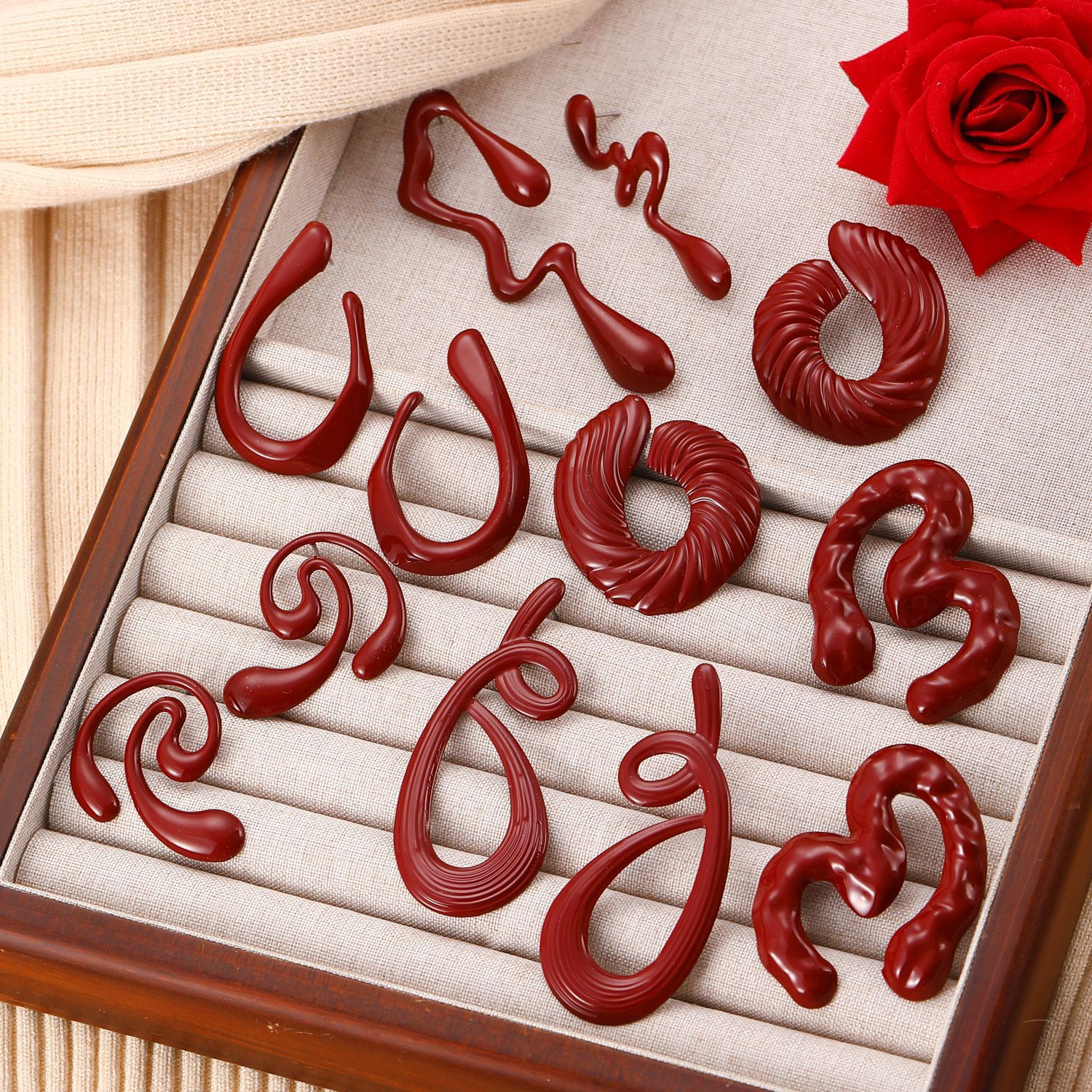Cross-Border New Year's Red Festive Atmosphere Butterfly Earrings with Gold Studs, High-End Sweet Holiday Ear Accessories