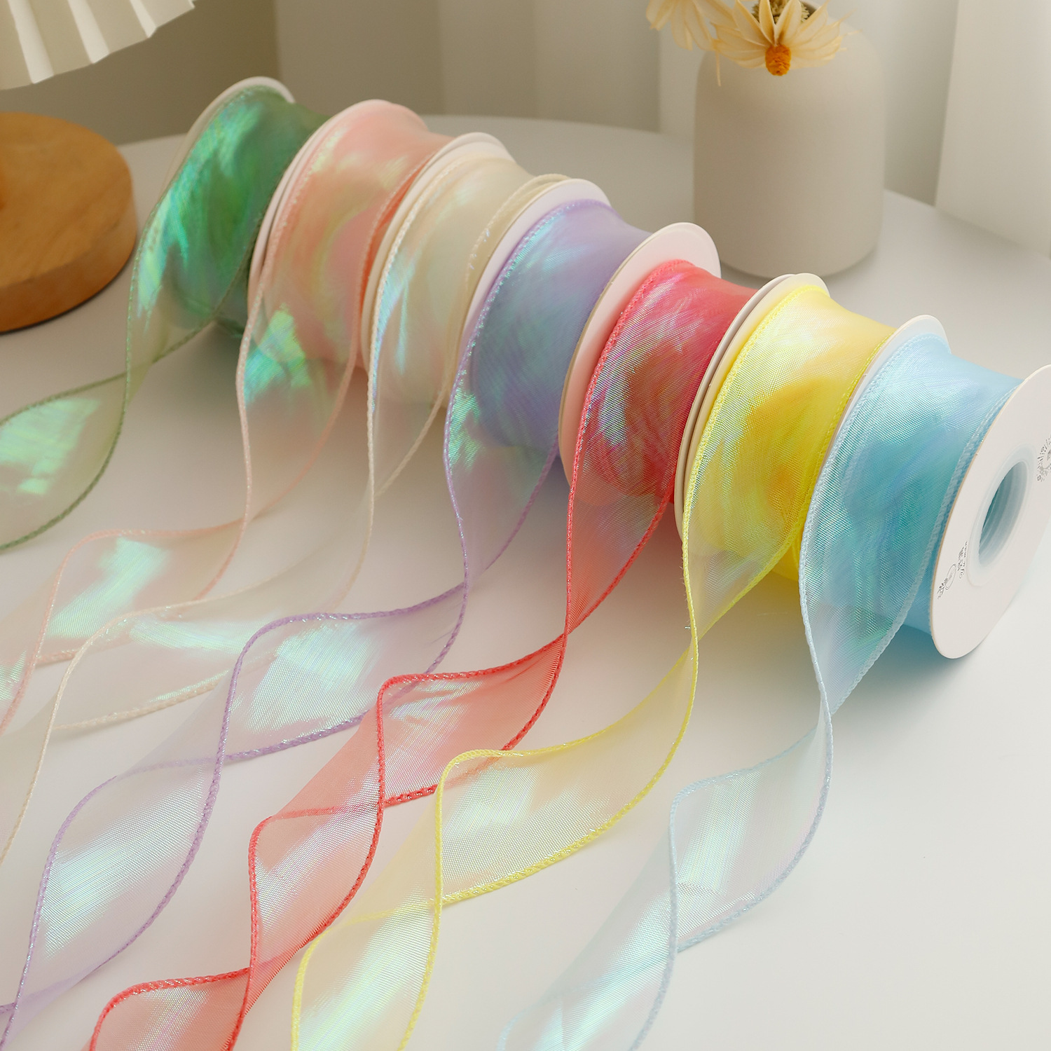 color aurora fishtail yarn ribbon magic color fishtail yarn flower bouquet ribbon strap ribbon bow diy