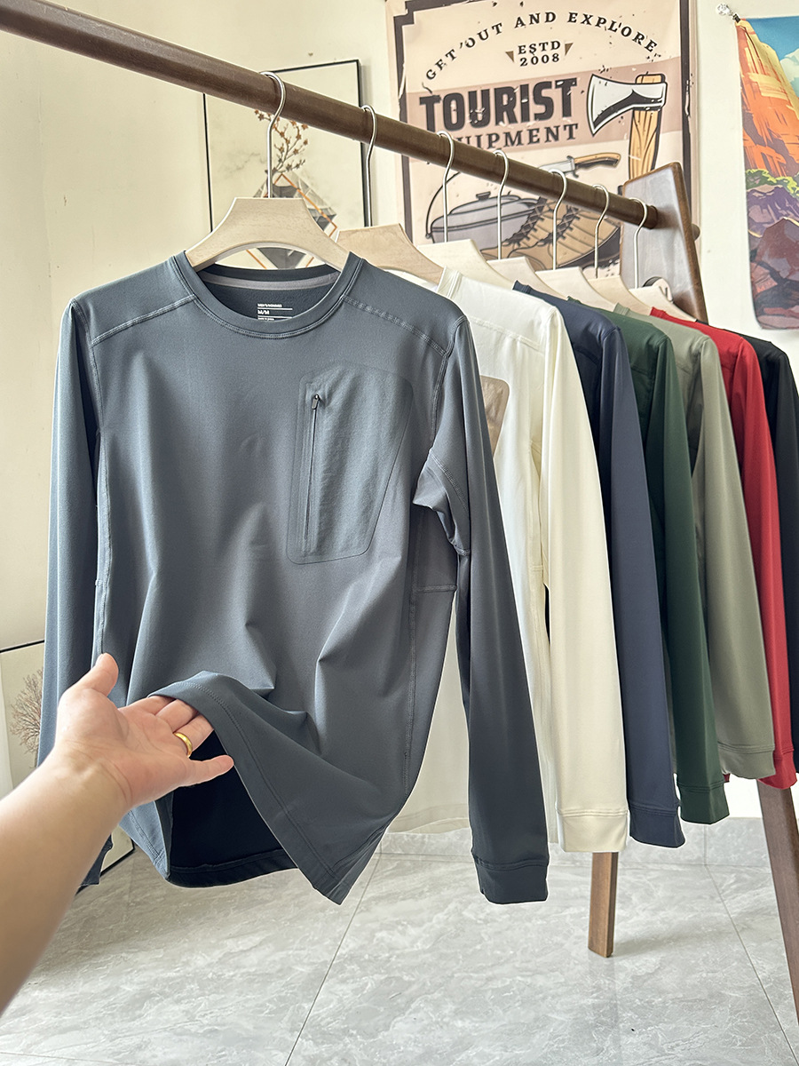 Flat Replacement Series - Warm and Skin-Fribottomly + High-Elasticity Unrestricted Autumn and Winter Men's Outdoor Sports Bottoming Long-Sleeved Round Neck T-Shirt
