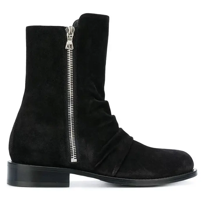 Chelsea Boots for Men, Pleated Custom Fashion Trend, Suede Leather Double Zipper Martin Boots