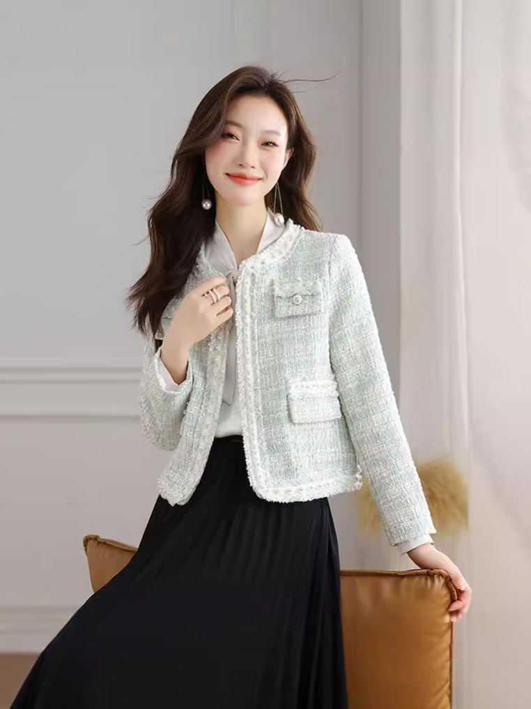 Real Shot Women's High-end Socialite Chanel Style Coat Women's Autumn and Winter New Style Short Top for Small Men