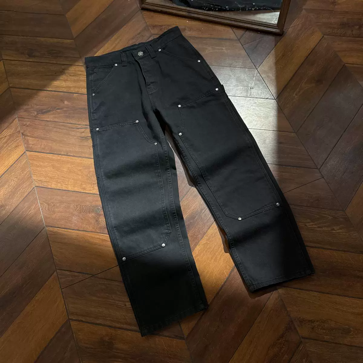 CH Cross Heavy B01 Base Plate 925 Silver Rivet Beads Canvas Washed Jeans Lumberjack Workwear Trousers