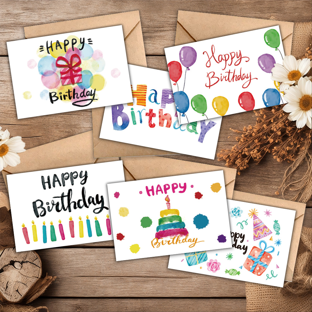 Amazon's New Happy Birthday Greeting Card Set Blank Handwritten Blessing Message Cards Wholesale