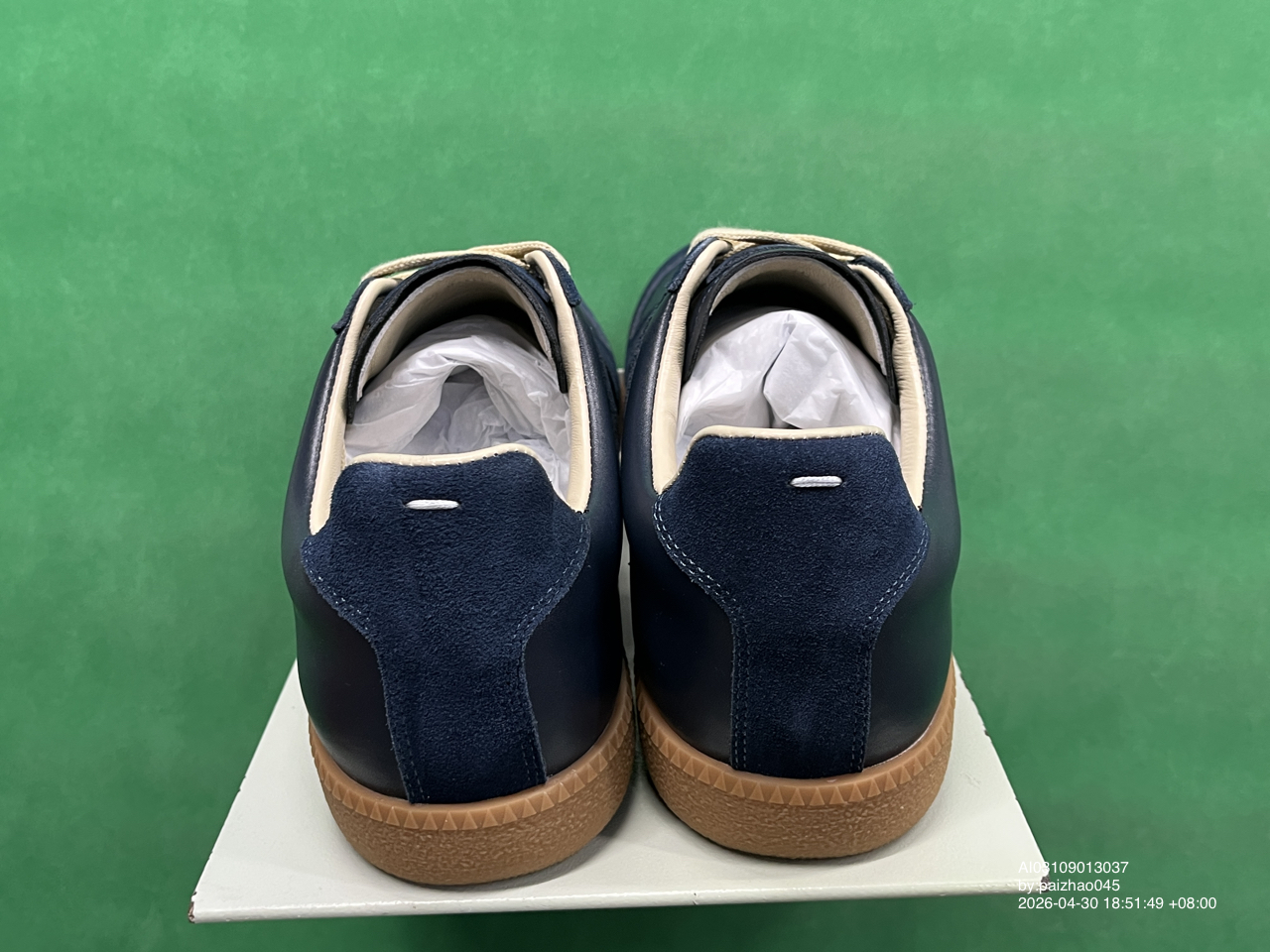 Maison Margiela Replica Navy Suede Leather Sneakers QC
