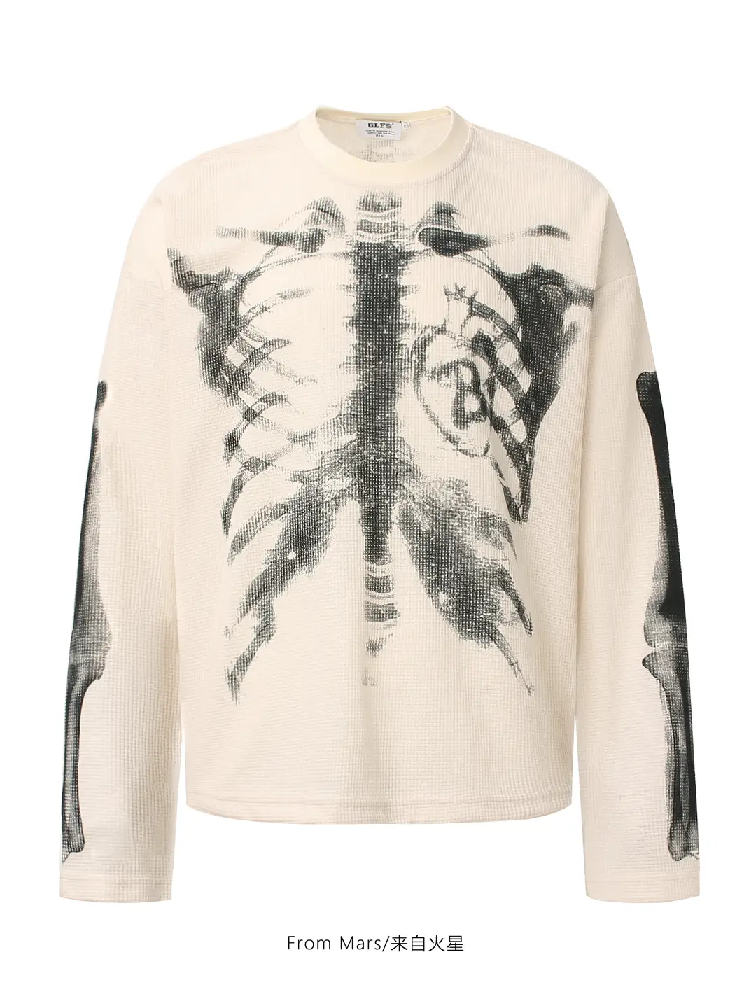 From Mars Rare Skull American High Street Creative Print Hip-Hop Couple Loose Long Sleeve T-Shirt Casual Bf