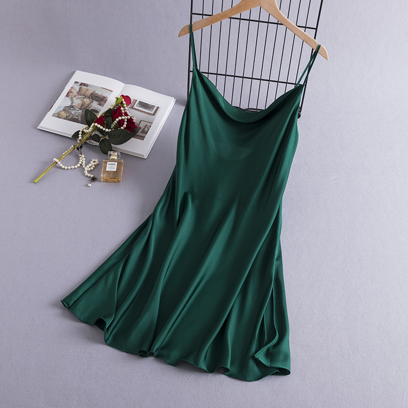 Sexy suspenders nightgown New imitation silk pajamas women's single skirt fashion beautiful back cross-border European and American home clothes wholesale