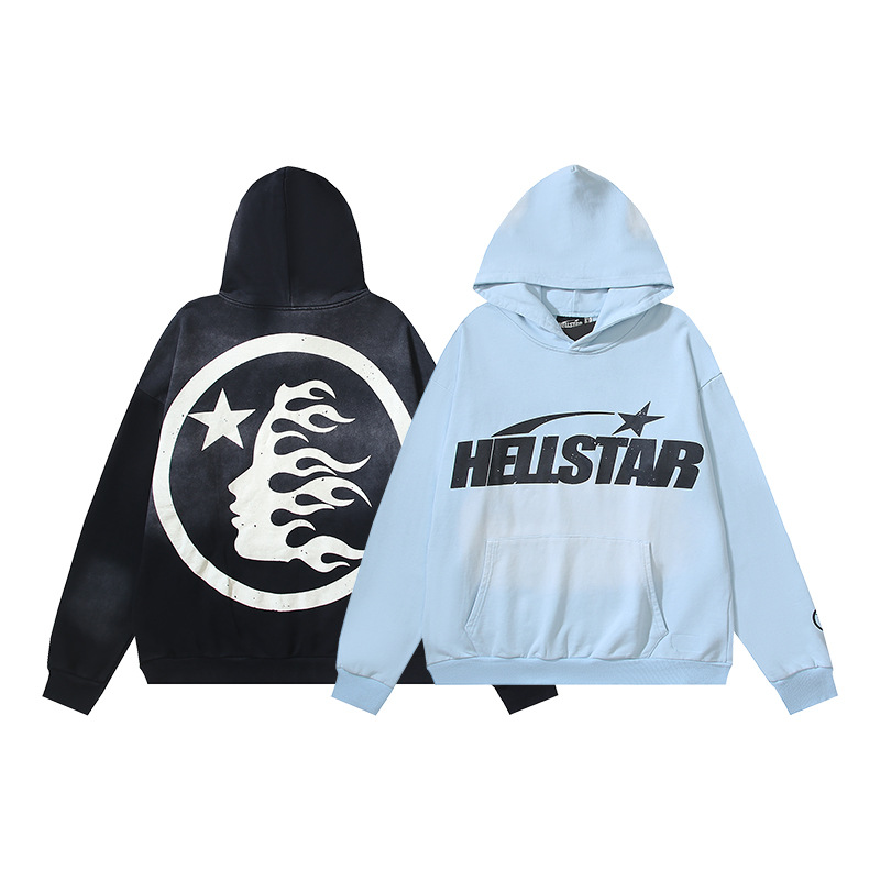 High-Quality European and American Trendy Brand Hellstar Hip-Hop Printed High-Quality Cotton Tops for Men and Women Hip-Hop Hooded Sweatshirts