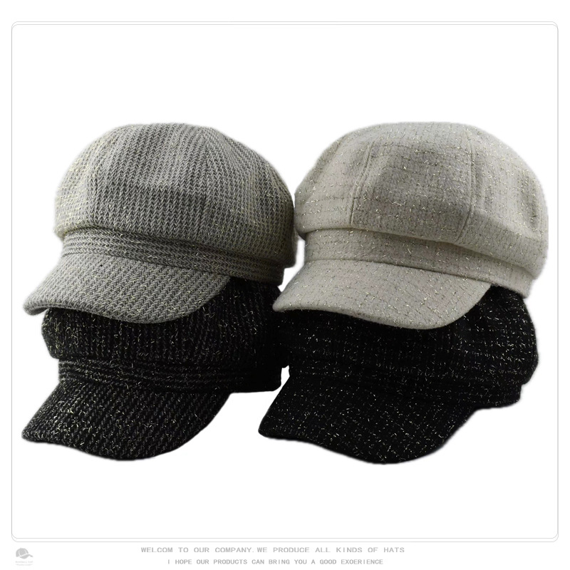 Hats for Women Japanese Style Versatile Berets Autumn and Winter Warm and Face-Showing Small British Casual Retro Duck Tongue Octagonal Hat Wholesale