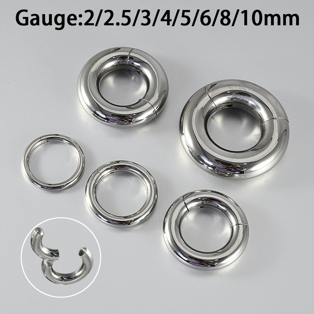Cross-border stainless steel large size nose ring round closed auricle earrings 2-10mm puncture ear expansion tunnel