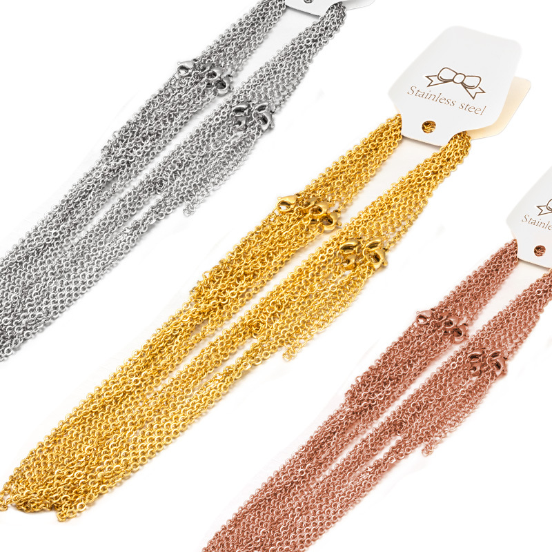Stainless steel flat cross necklace vertical cross chain vacuum plating color retaining gold O-word chain large quantity in stock wholesale