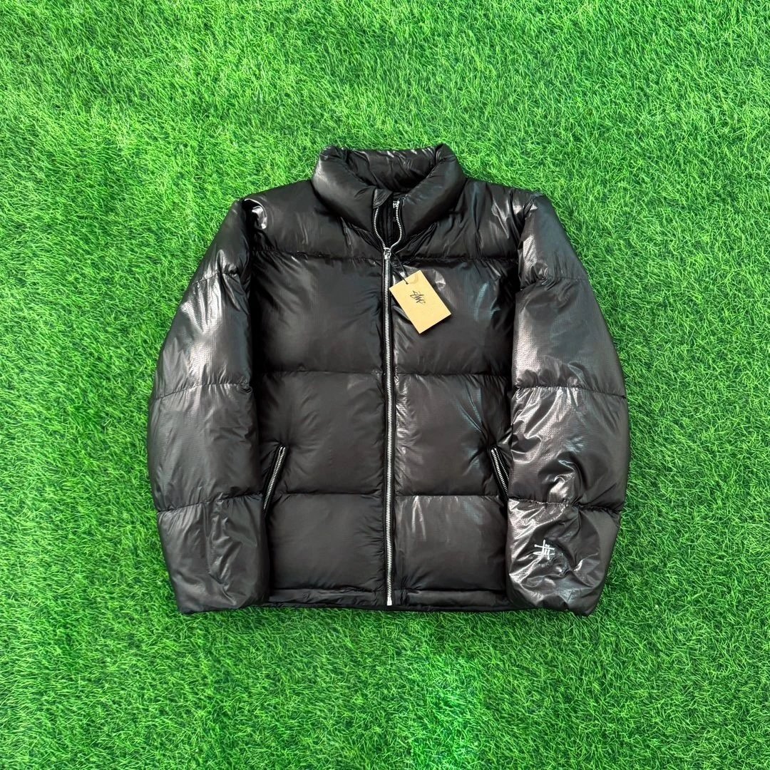 Down jacket with stand collar