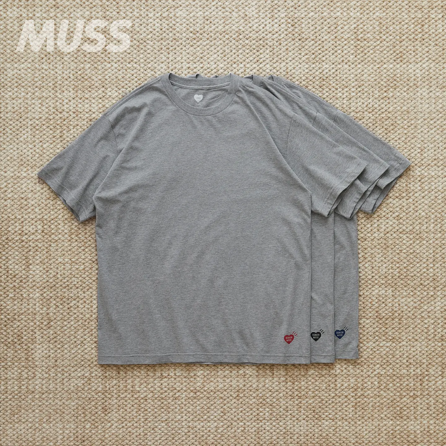 In Stock Human Made 3Pack T-Shirt Three-Piece Set Small Heart pure cotton Base Casual Short Sleeve T-Shirt