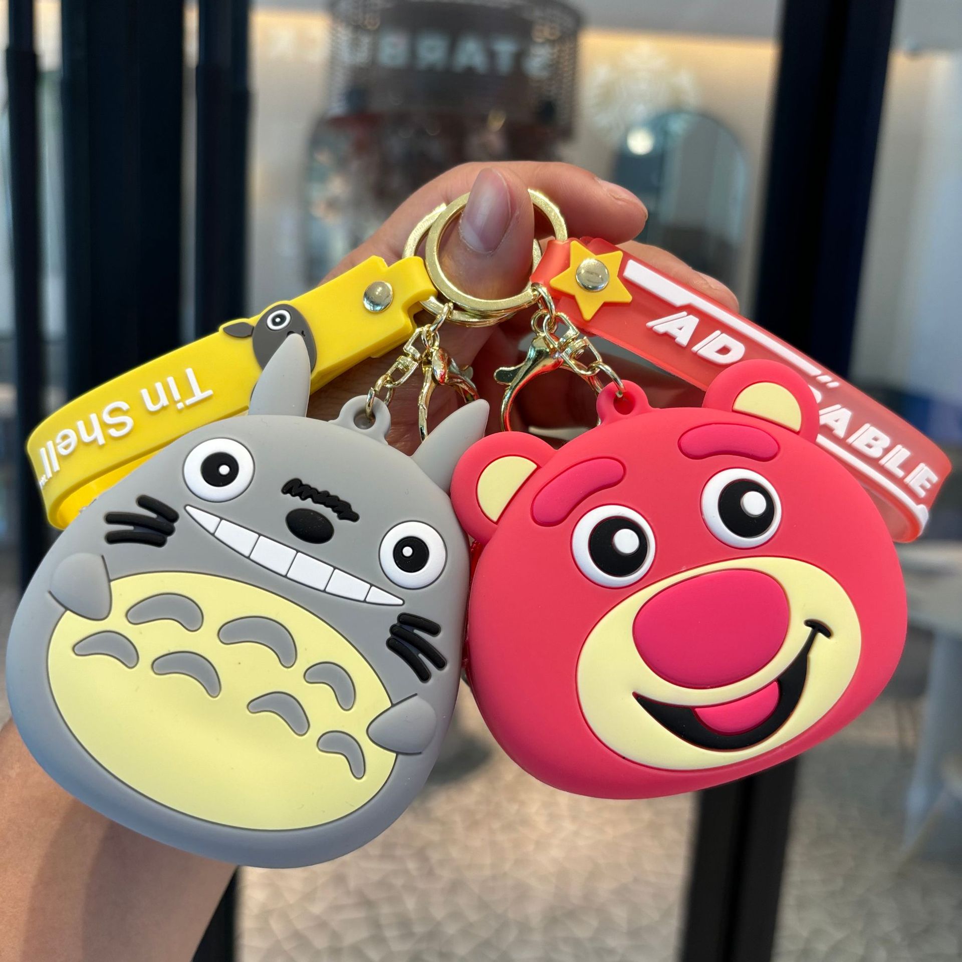 Strawberry Bear Coin Purse Bag Keychain Couple Cute Bag Key Chain Doll Pendant Catch Baby Machine Small Gift