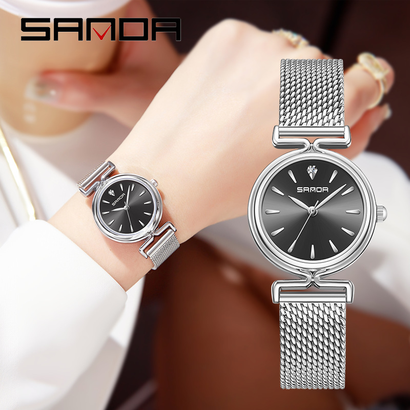 Sanda Retro Women's Watch Simple Strip Nail Scale Waterproof Exquisite Watch Ladies Light Luxury Business Quartz Watch Wholesale