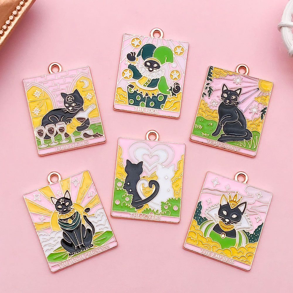 Tarot alloy 1 black cat card pendant pendant diy handmade bracelet necklace mobile phone chain jewelry accessories