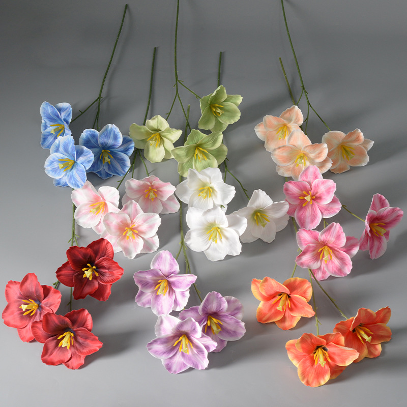 Imitation Flower 3 Head Open Tulip French Flap 3 Head Tulip Wedding Home Flower Arrangement Decoration Photograph