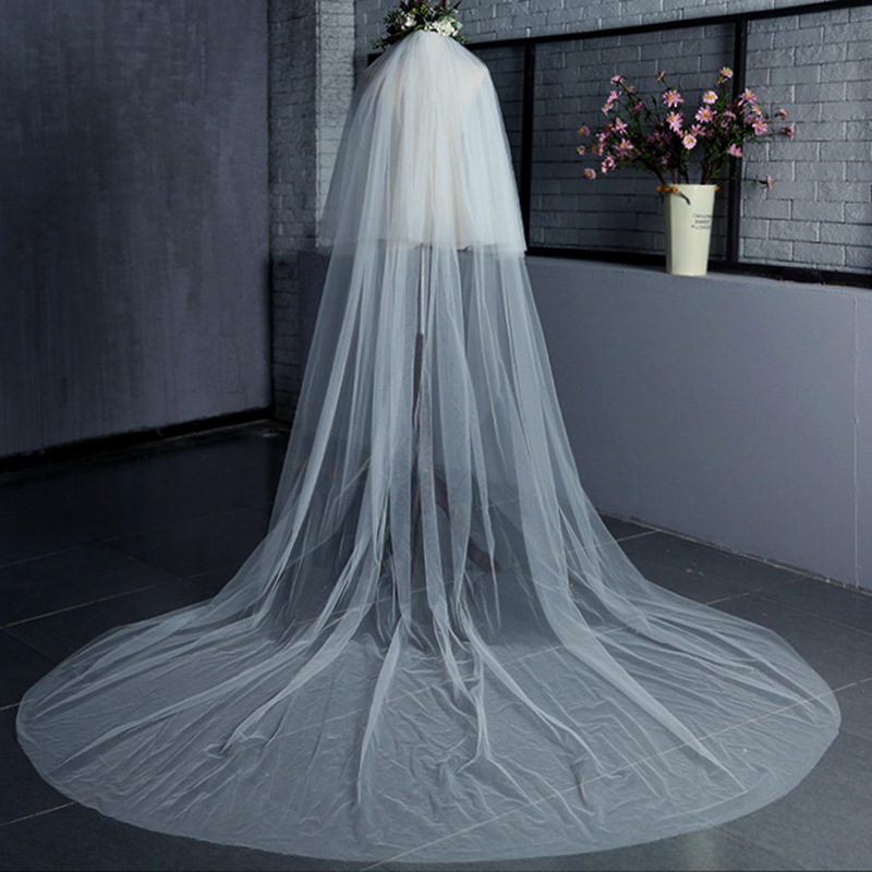 Simple Bridal Veil with a Train, Wedding Dress Accessory, Double-Layer Photo Shoot Styling with Veil, Short Wedding Accessories, Headpiece