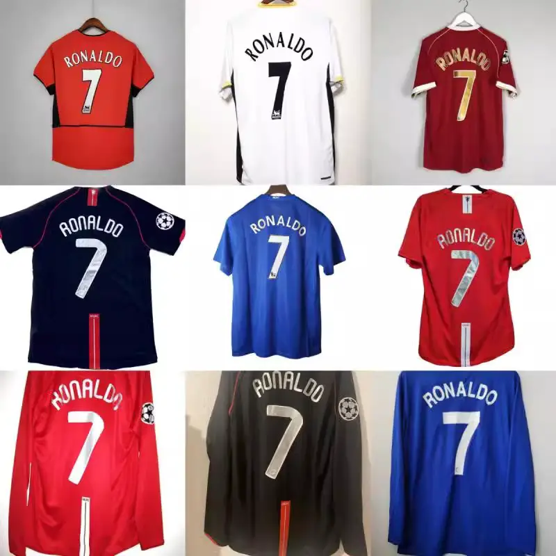Retro Manchesterunited0708 Champions League No. 7 Ronaldo 9899 Beckham Football Uniform Jersey Fans