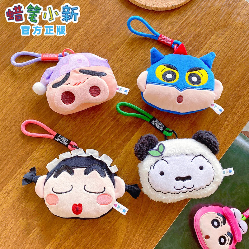 Authentic Crayon Shin-Chan Keychain Plush Q-Cute Big Head Earphone Coin Purse Doll Toy Backpack Pendant