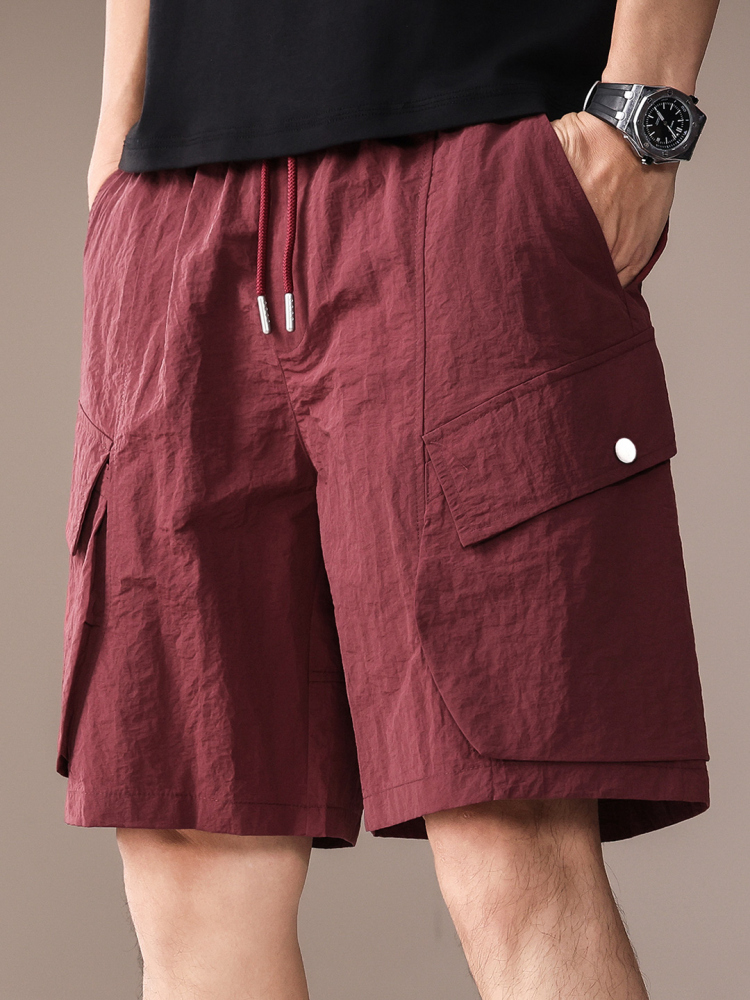 Summer Thin Quick-Dry Work Shorts for Men, Loose Fit, Plus Size, Trendy Brand, 2026 New Style, Ice Silk Casual Knee-Length Shorts