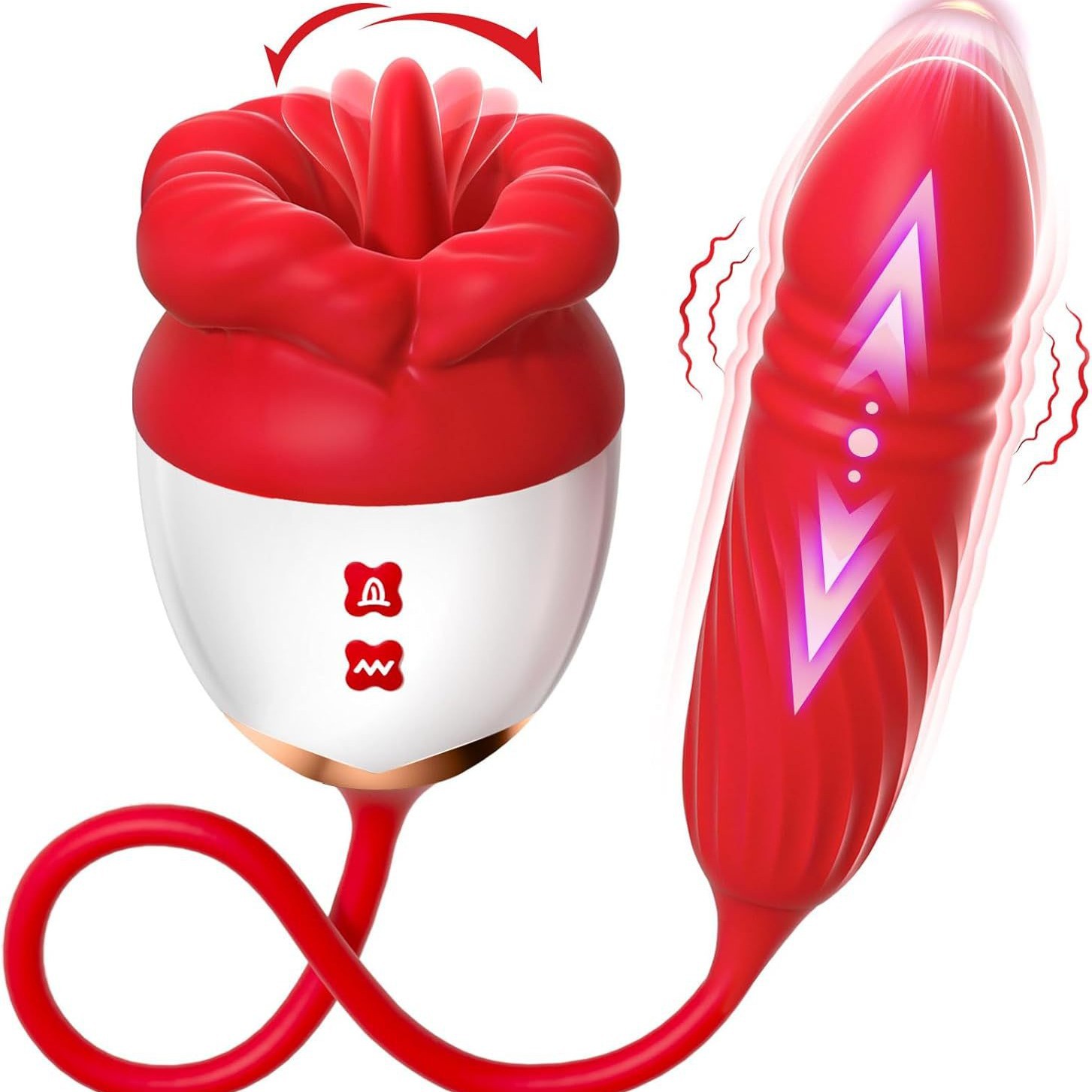 Amazon's New Rose-Shaped Retractable Vibrating Wand for Female Masturbation, Sucking and Stimulating Dual-Head Dildo, Pulse Vibrating Wand