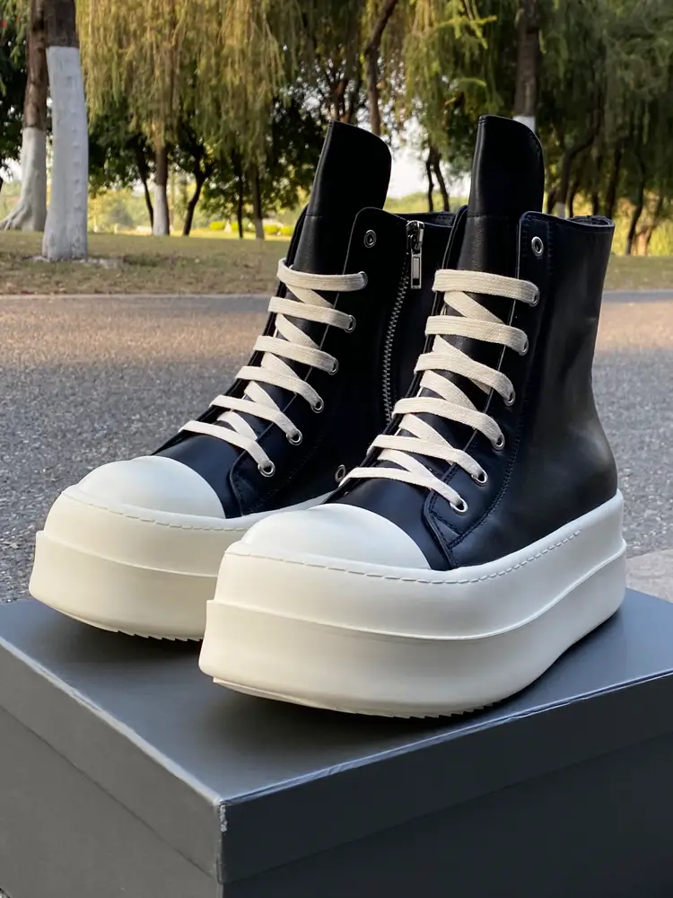 2023 Fashion Trendy Shoes Ro Fabled High-Top Shoes Men's Shoes Genuine Leather Thick Sole Double-Layer Sole Shoelace Casual Shoes Women