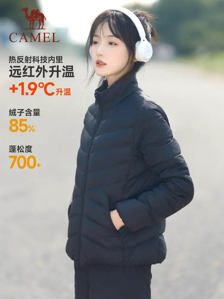 Camel Sports Short Stand Collar Lightweight Down jacket Men's Autumn and Winter New arrival Windproof Heattech Fashion Casual Outwear Women