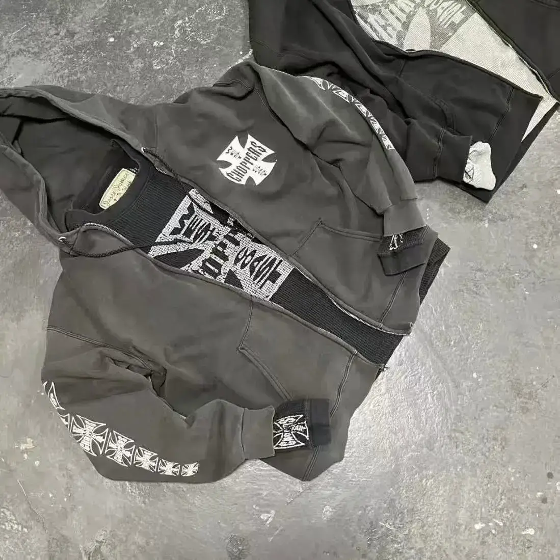 忧郁的富二代宽松铁十字开衫卫衣帽衫秋D