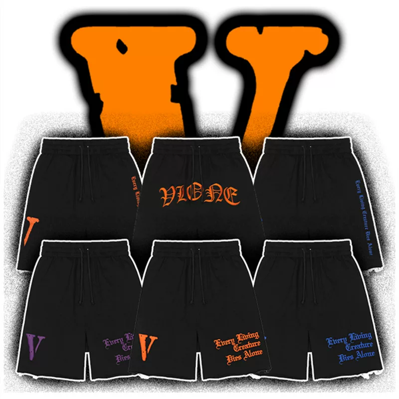 22Ss Vlonecamp American Street Style Embroidered Foam Shorts for Men and Women, Loose Trendy Brand Summer High Street Casual Pants