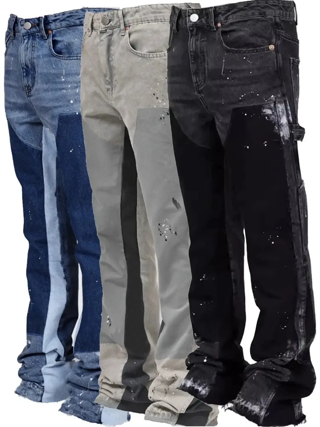 Patchwork distressed jeans