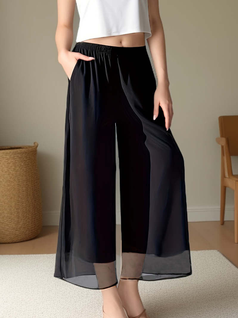2026 Spring/Summer New European and American Style Aliexpress Amazon Casual Chiffon Wide-Leg Popular Loose Casual Fashion Pants