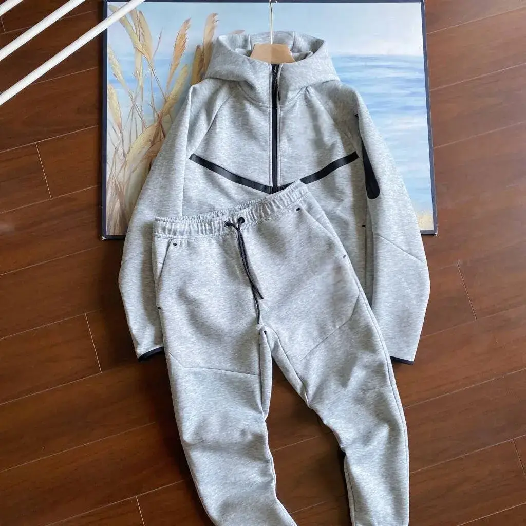 2026 Spring New Zipper Men's Knitted Windbreaker Sports Jacket Casual Hooded Jacket 0950 Set