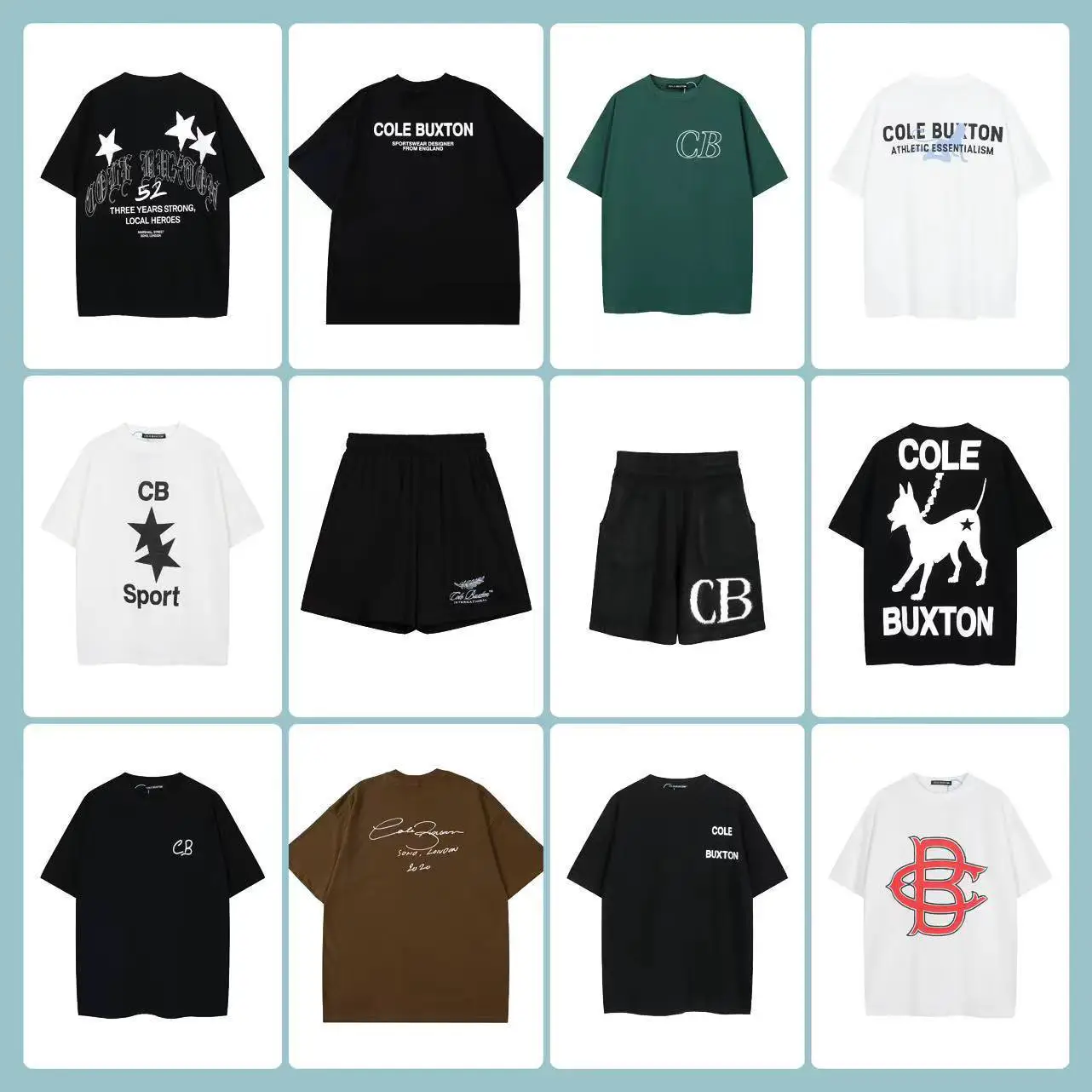 Cb Icon High Street Fashion Brand London Limited Slogan Letter Logo Printed Loose Round Neck Short-Sleeved T-Shirt for Men and Women