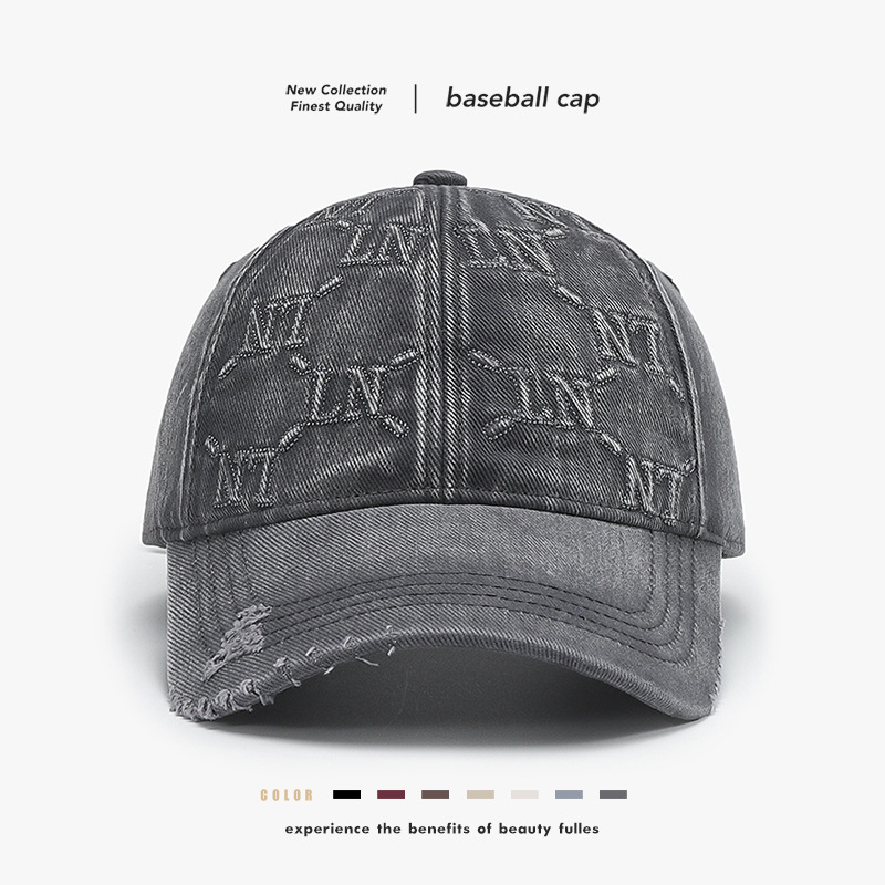 2026 Spring New Fashionable Distressed Baseball Cap for Men, Casual Large Head Circumference Vintage Sun Hat Wholesale
