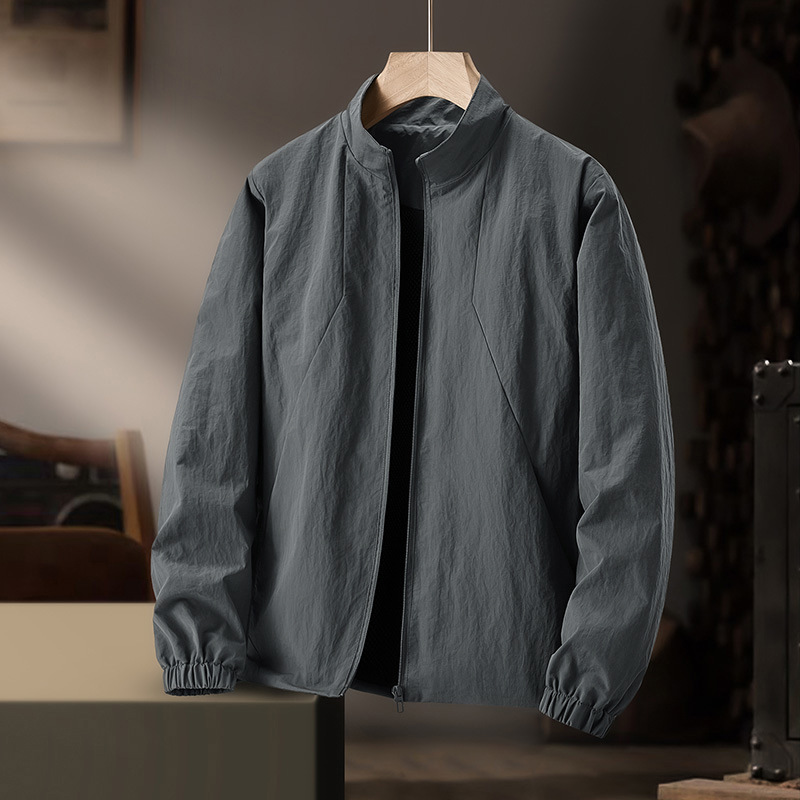2026 New Style Men's Windbreaker Jacket with Stand Collar, Spring and Autumn Waterproof, Trendy Versatile Sports Casual Thin Coat for Young and Middle-Aged Men