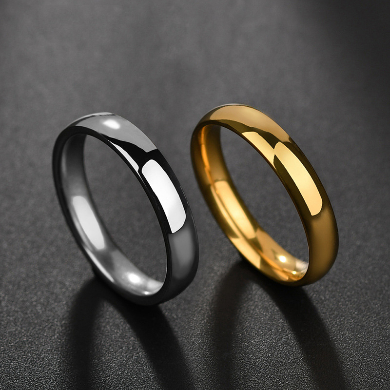 European and American fashion jewelry manufacturers wholesale 4mm simple smooth lettering stainless steel ring men's and women's tail ring