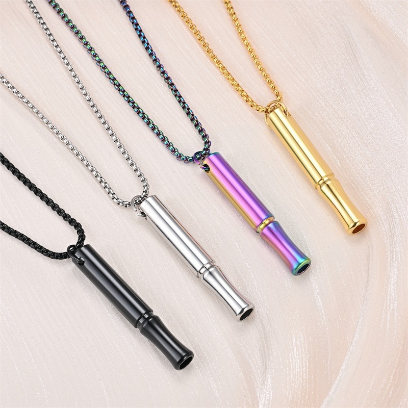 Cross-border explosions meditation breathing necklace mindfulness anti-anxiety decompression whistle pendant Amazon first jewelry wholesale